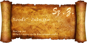 Szoó Zulejka névjegykártya